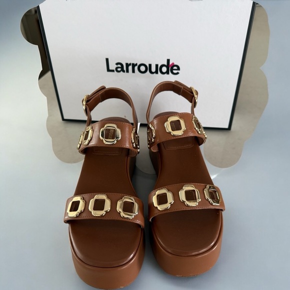 Larroude Shoes - Larroude Women’s Milan Flatform Sandal In Caramel Leather Size 8